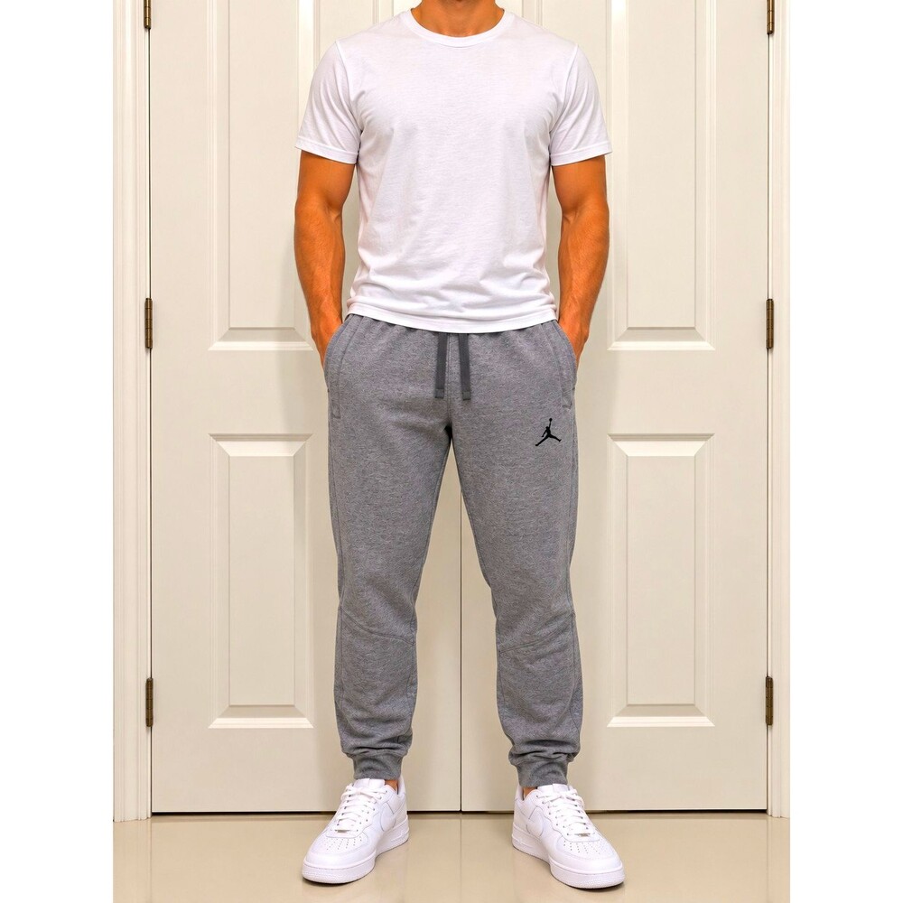 Jordan Men's Gray Fleece Jogger Sweatpants Size S Drawstring Pockets Tapered